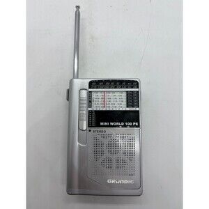 Grundig Mini World 100 PE Silver AM/FM Stereo Short Wave 1-6 Band Portable Radio